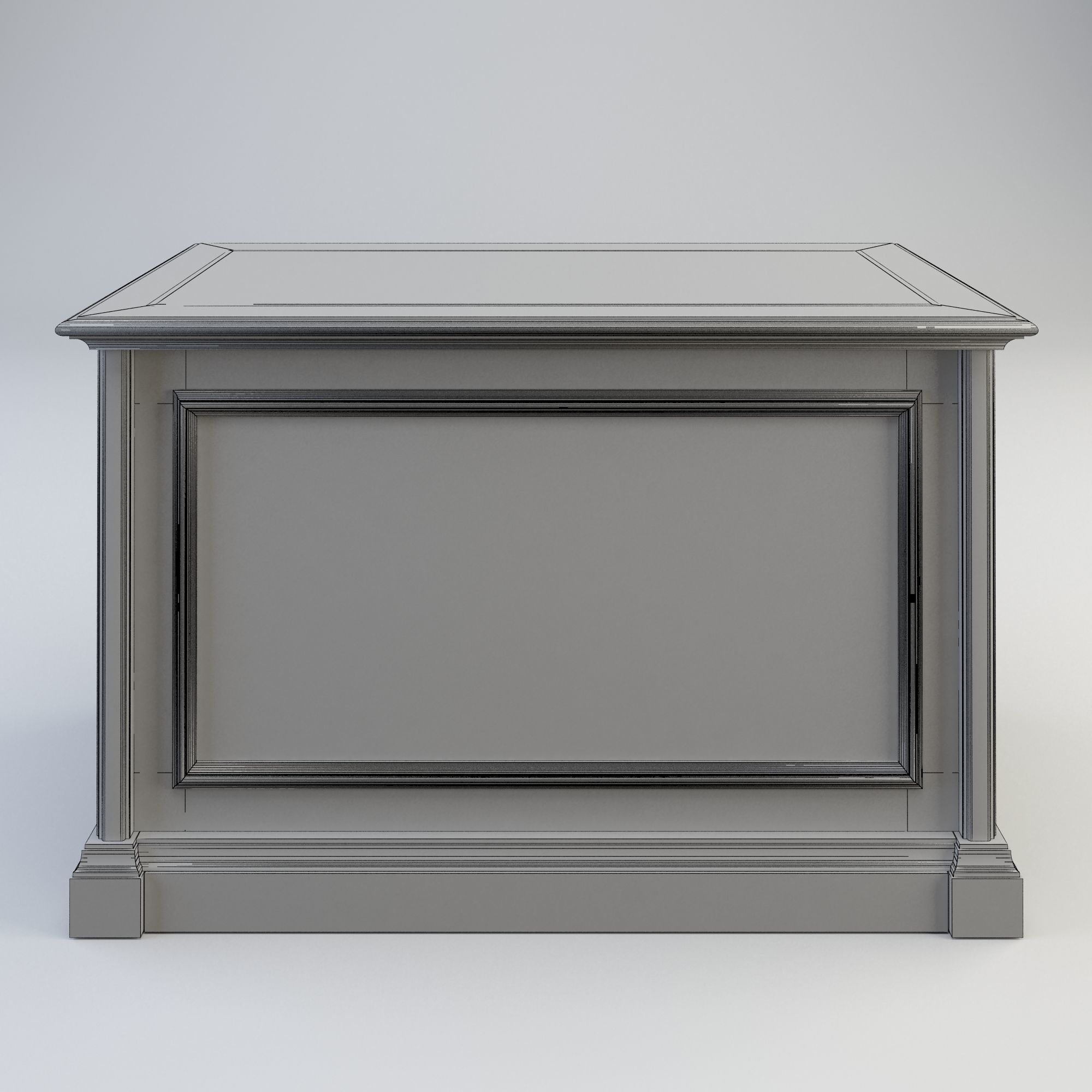 Furniture collection set of wooden office 3D model_9