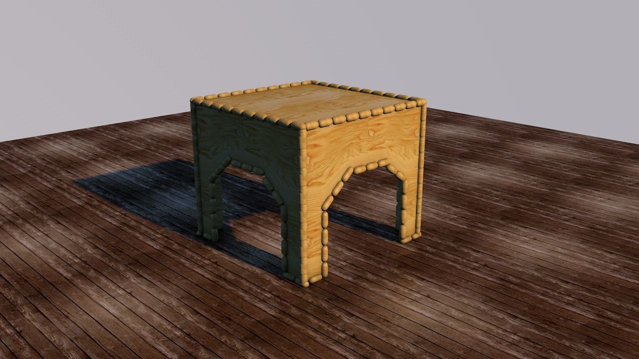 Bedroom stool Low-poly 3D model_1