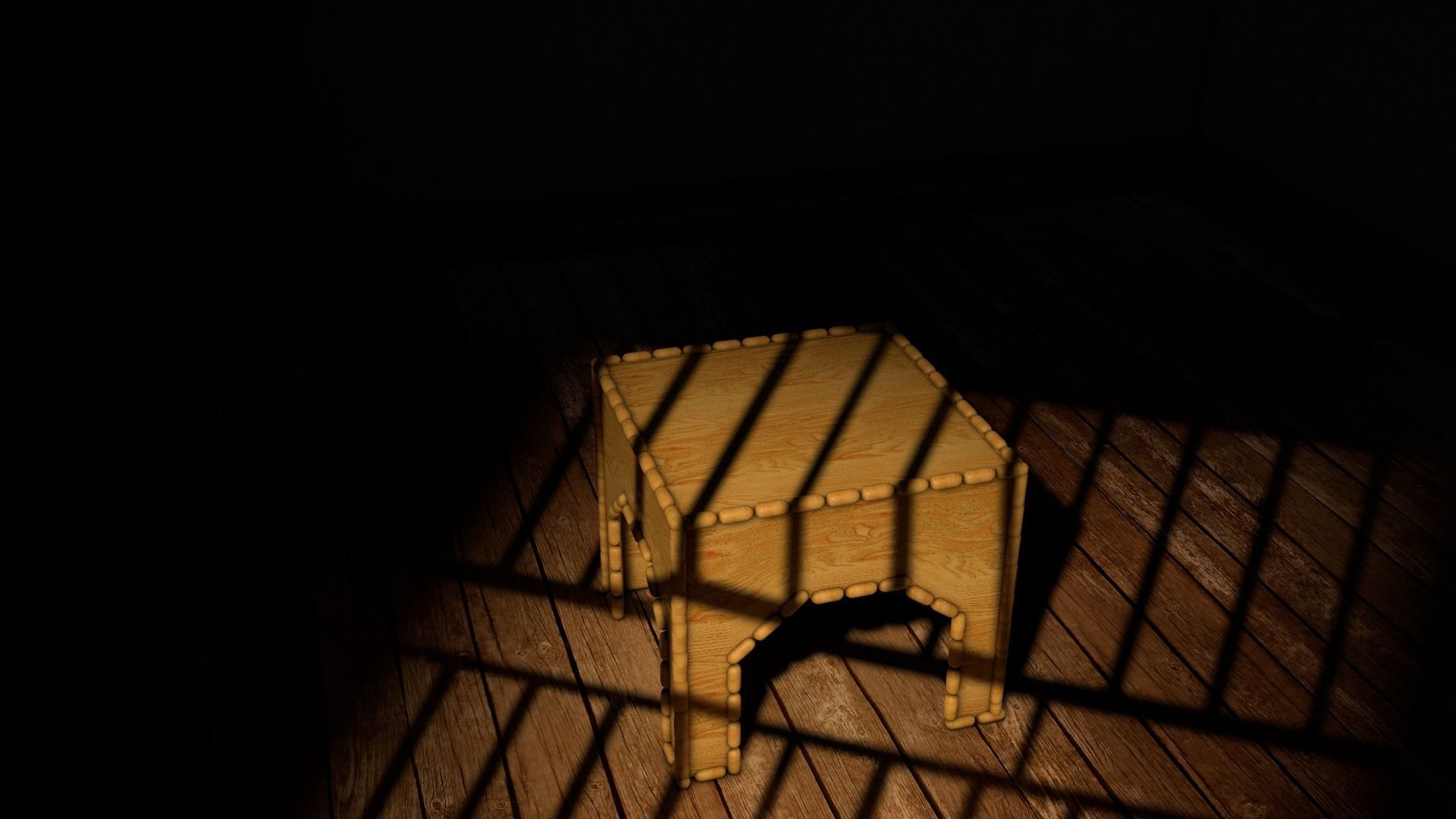 Bedroom stool Low-poly 3D model_3