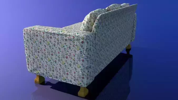 Sofa with sculpted creases Low-poly 3D model