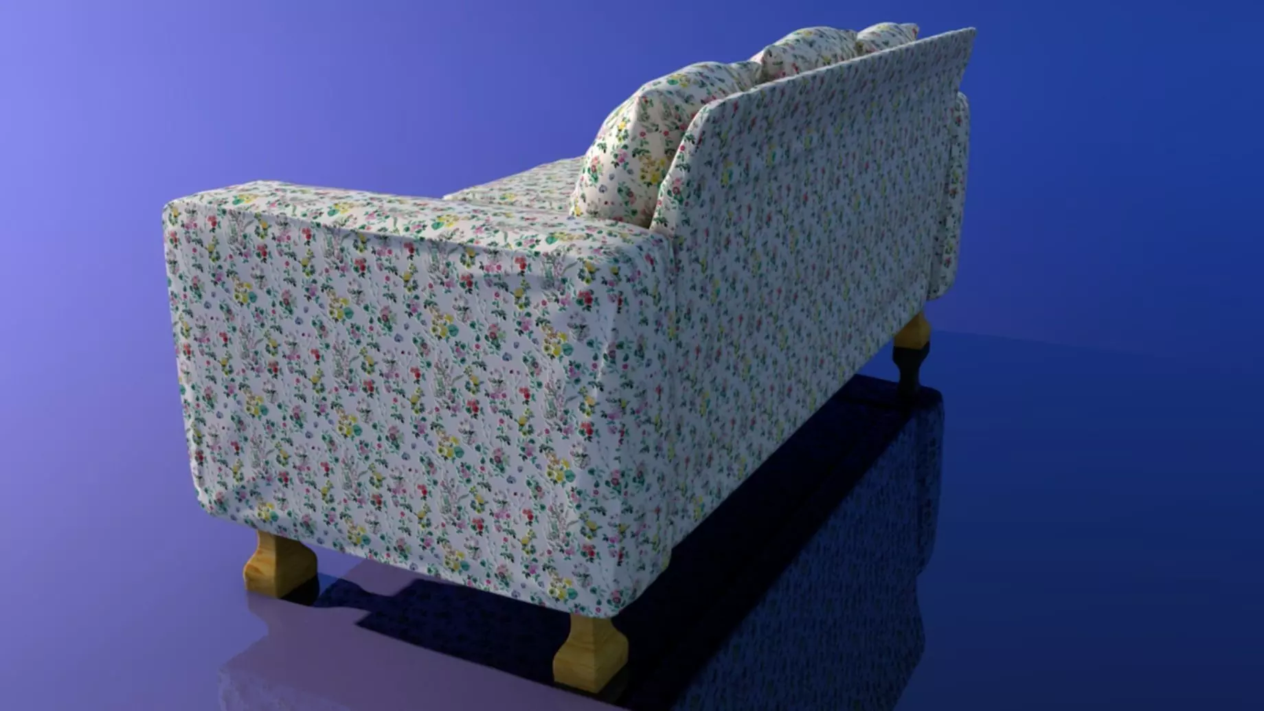Sofa with sculpted creases Low-poly 3D model_0