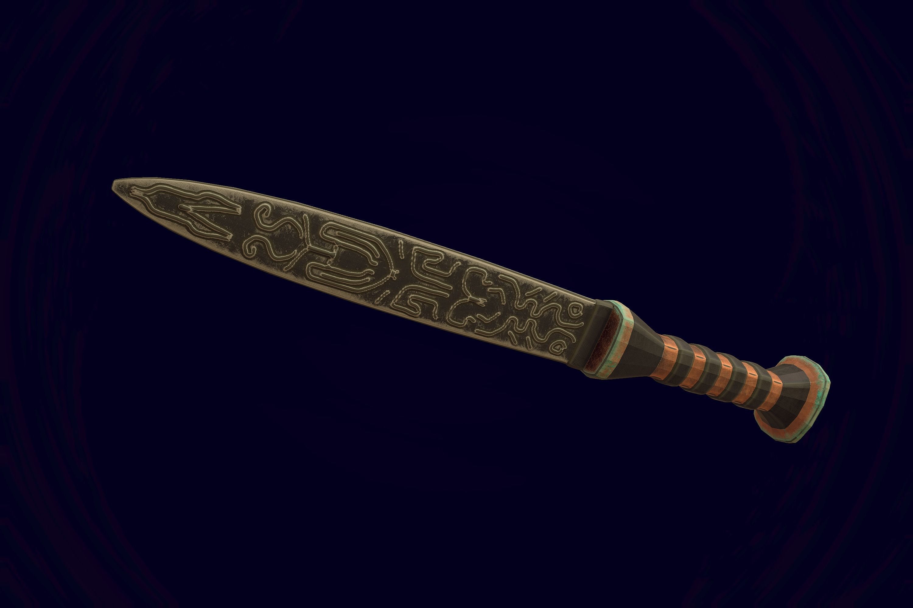 Dagger knife Low-poly 3D model_2