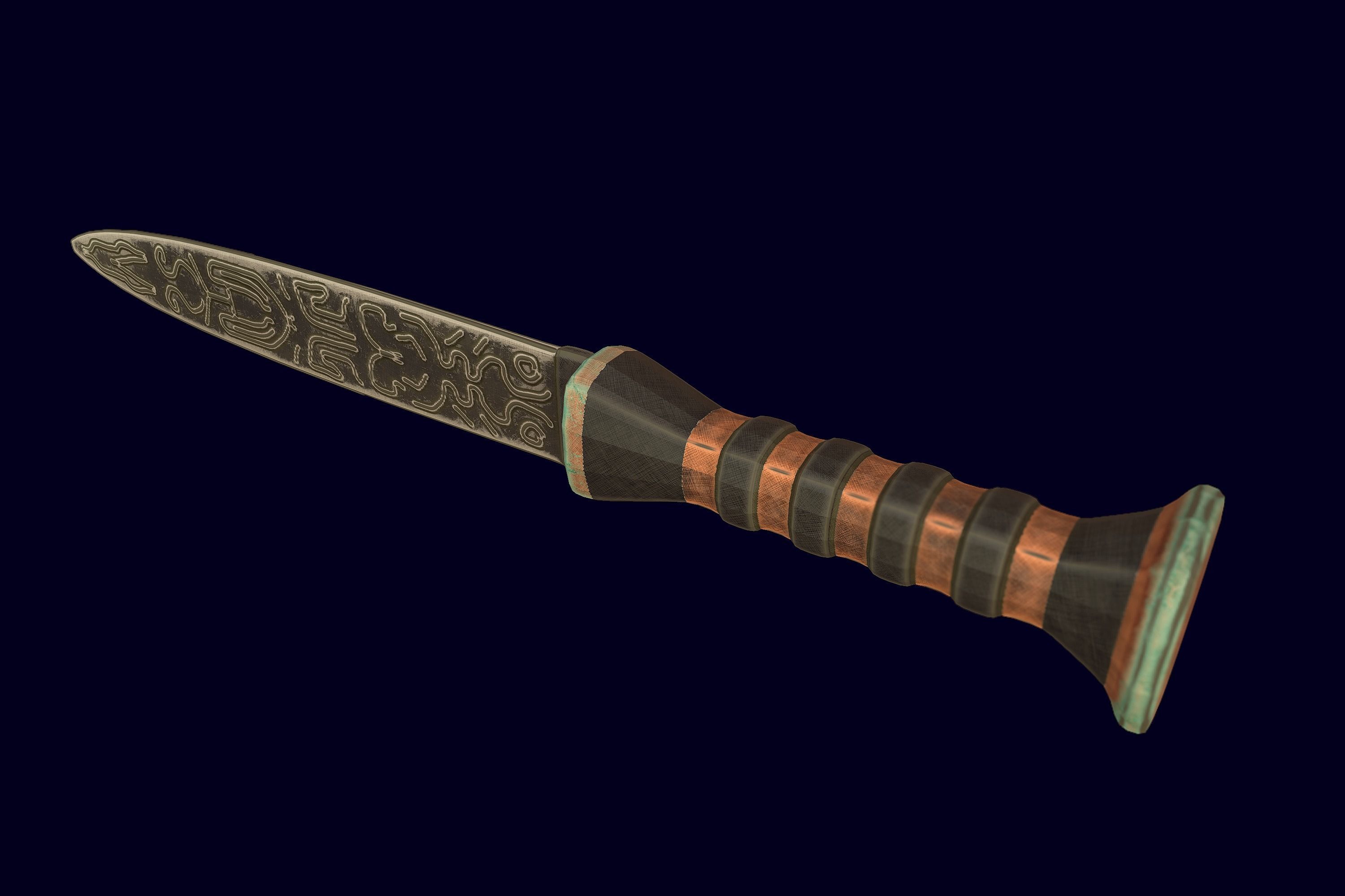 Dagger knife Low-poly 3D model_1