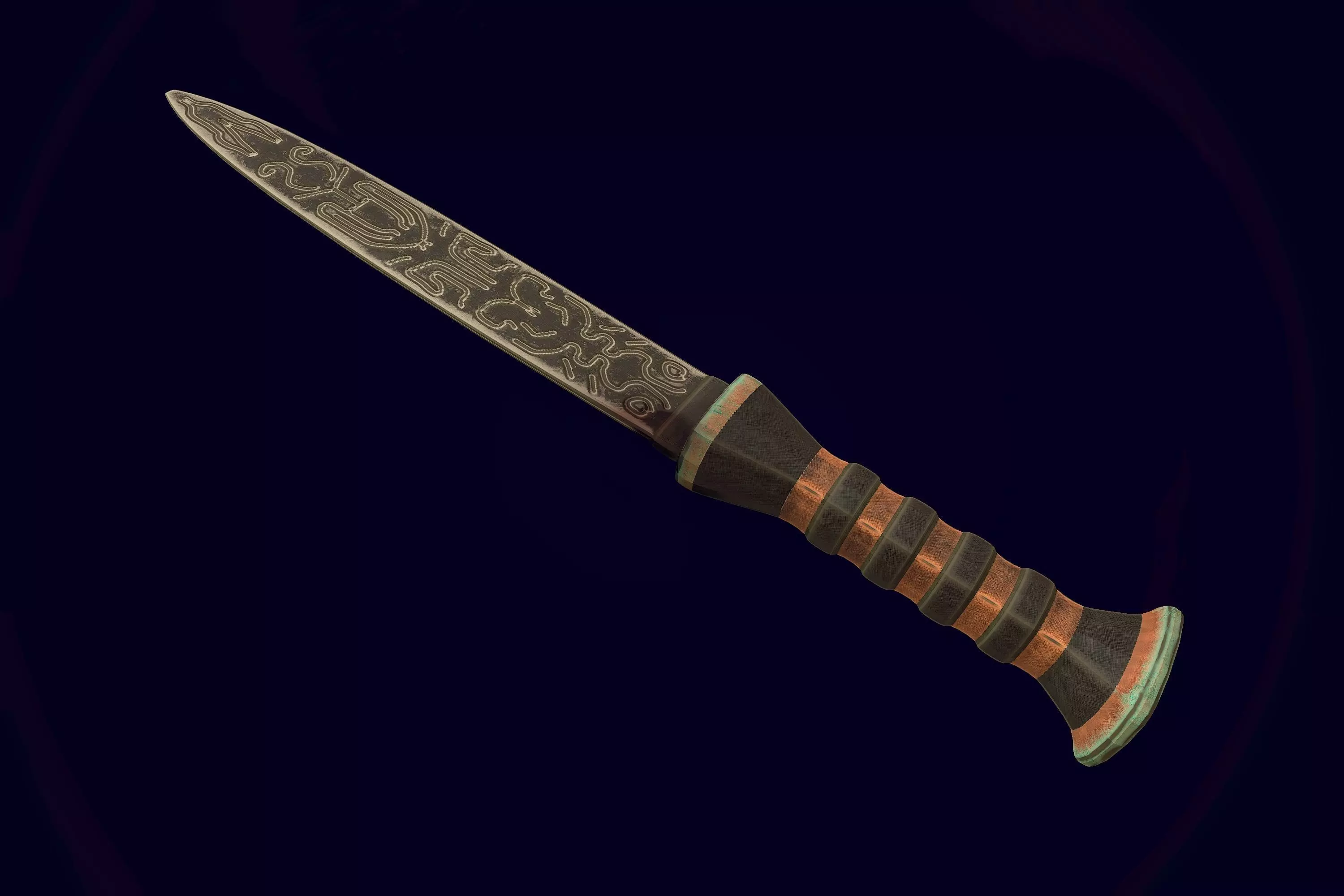 Dagger knife Low-poly 3D model_0