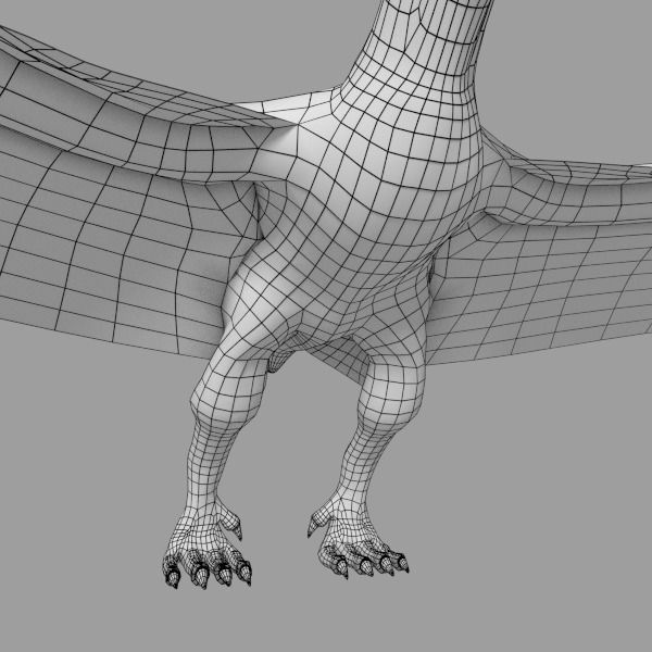 Pterodactylus dinosaurs flying in sky 3D model_3