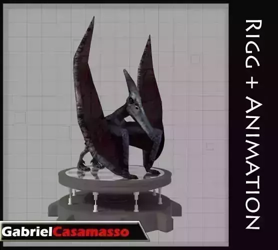 Pterodactylus dinosaurs flying in sky 3D model