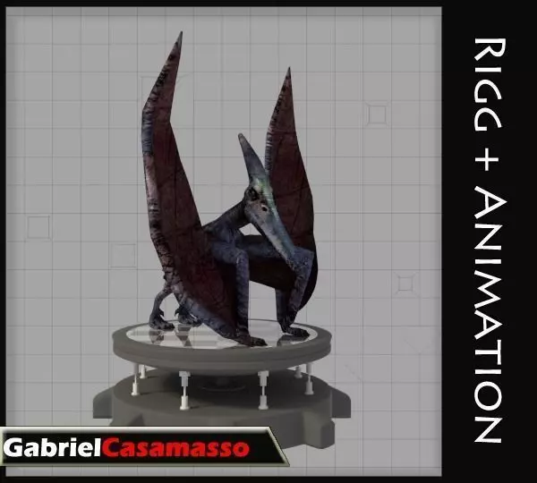 Pterodactylus dinosaurs flying in sky 3D model_0