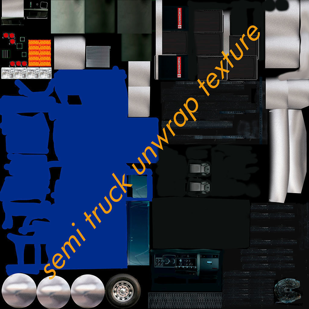 semi truck heavy duty american design low poly Low-poly 3D model_8