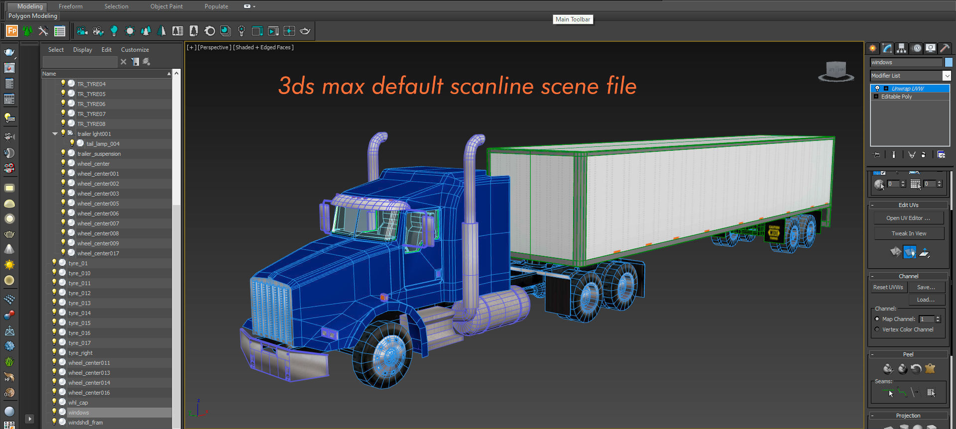 semi truck heavy duty american design low poly Low-poly 3D model_7