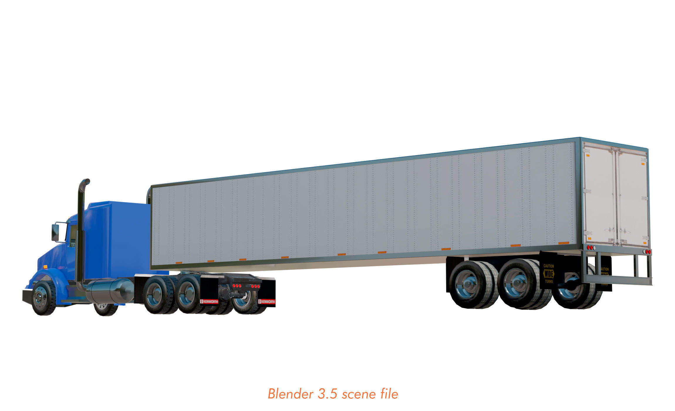 semi truck heavy duty american design low poly Low-poly 3D model_6
