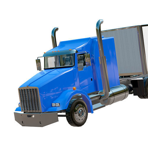  semi truck heavy duty american design low poly Low-poly 3D model