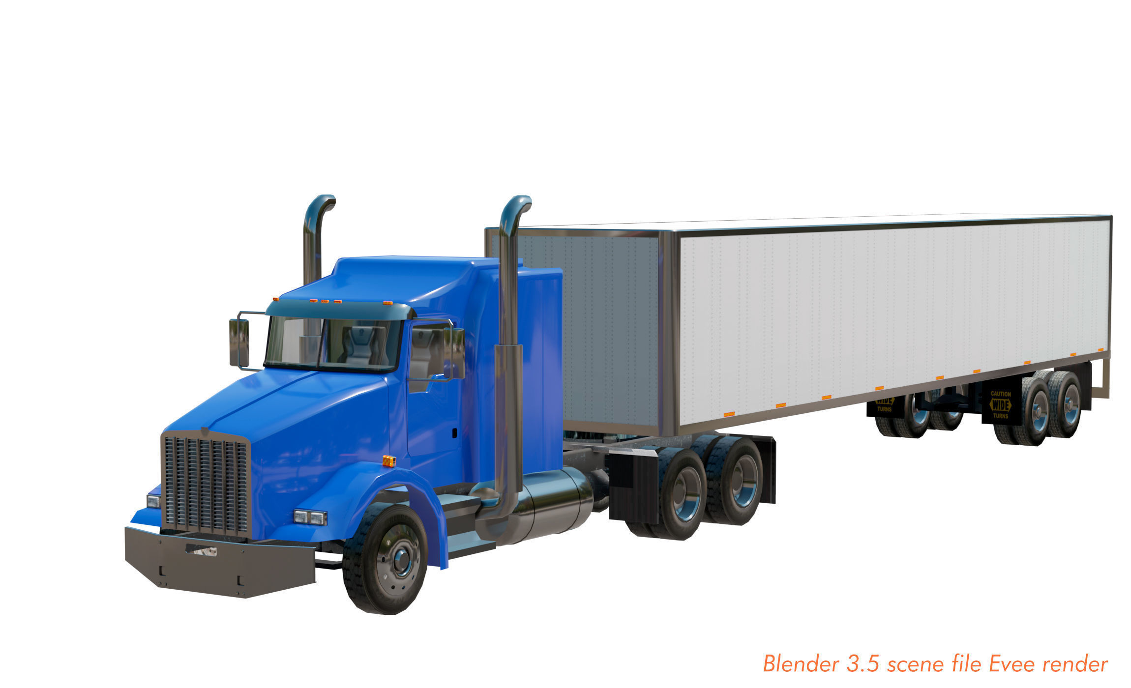 semi truck heavy duty american design low poly Low-poly 3D model_4