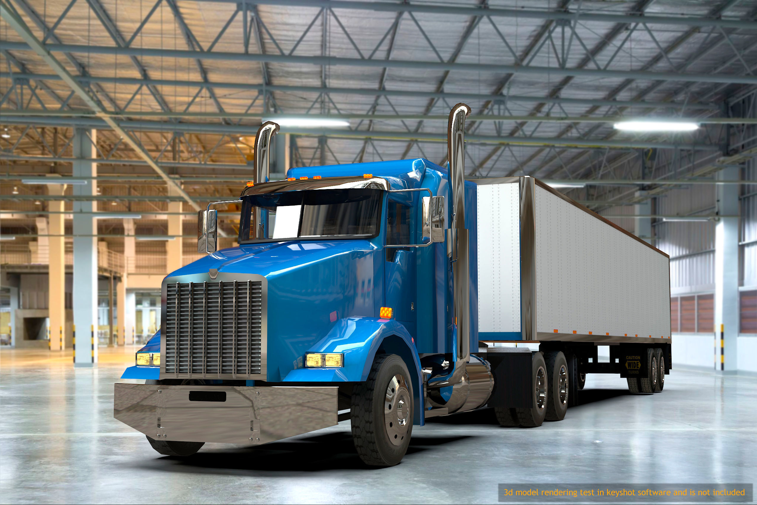 semi truck heavy duty american design low poly Low-poly 3D model_2