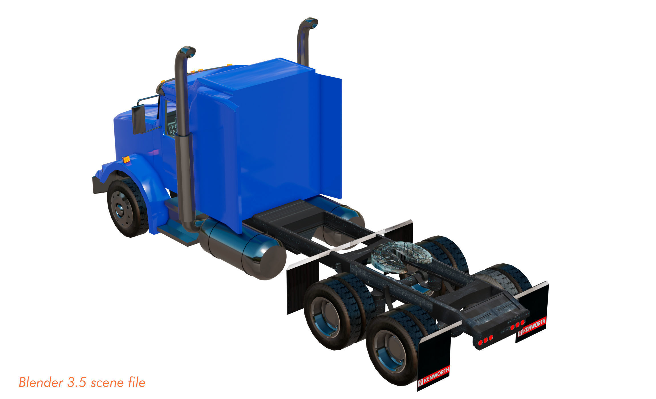 semi truck heavy duty american design low poly Low-poly 3D model_5