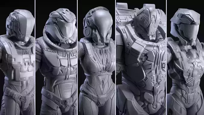 Sci-Fi Armors Sculpt Bundle 2 3D model