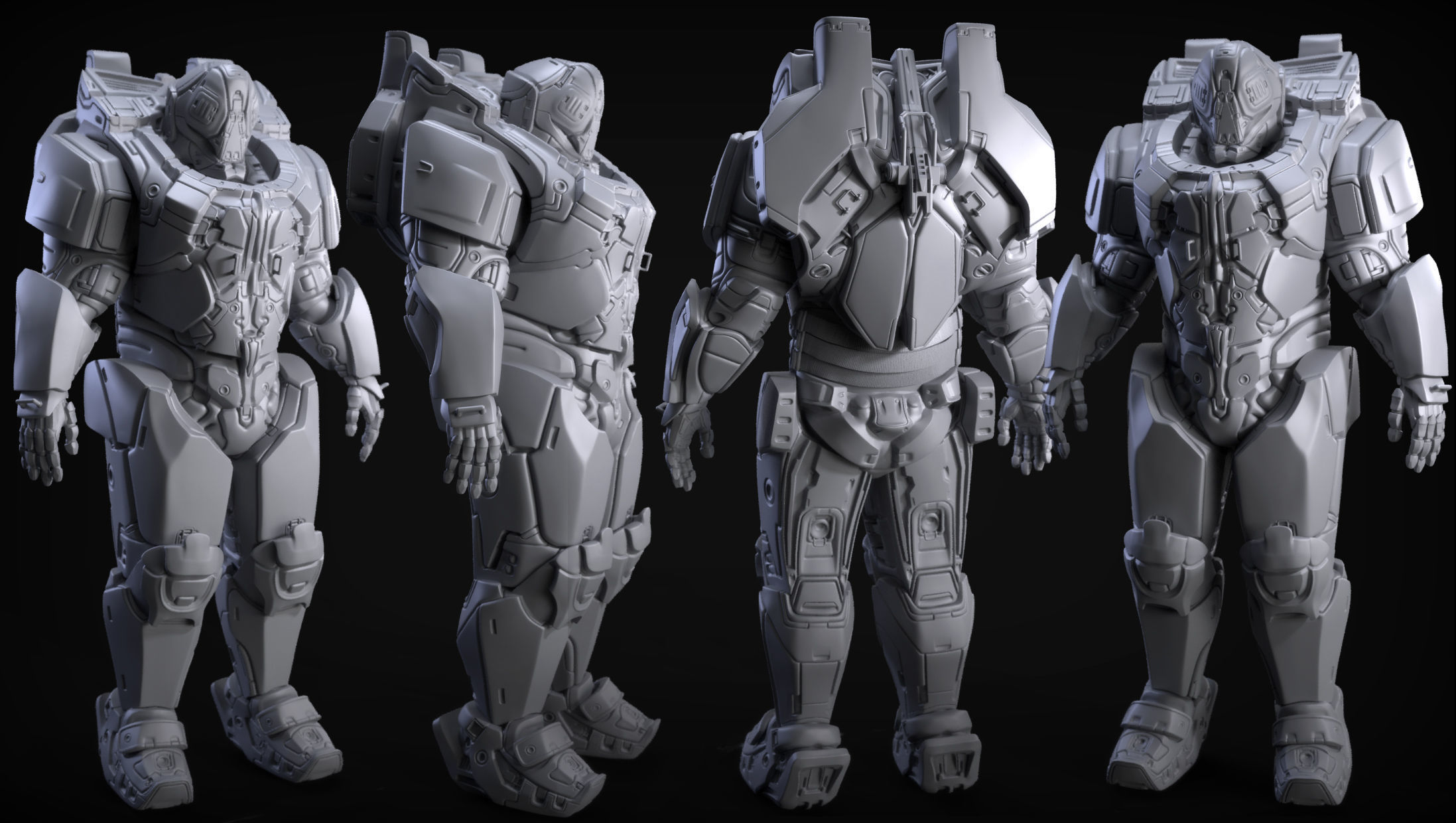 Sci-Fi Armors Sculpt Bundle 2 3D model_28