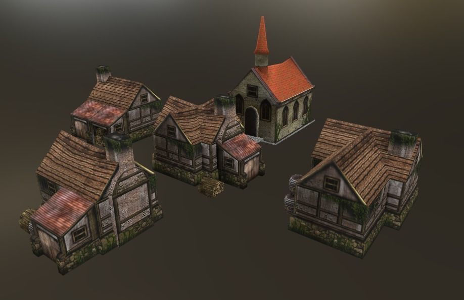 Lowpoly Medieval Houses Low-poly 3D model_1