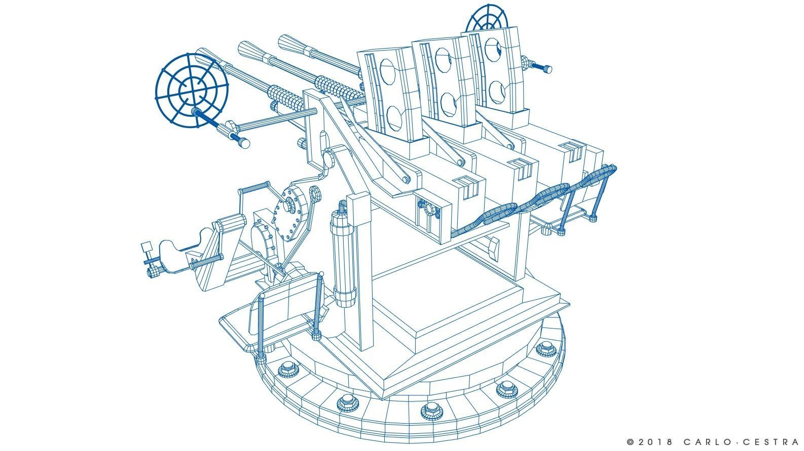 Japanese Type 96 25mm triple gun Low-poly 3D model_34