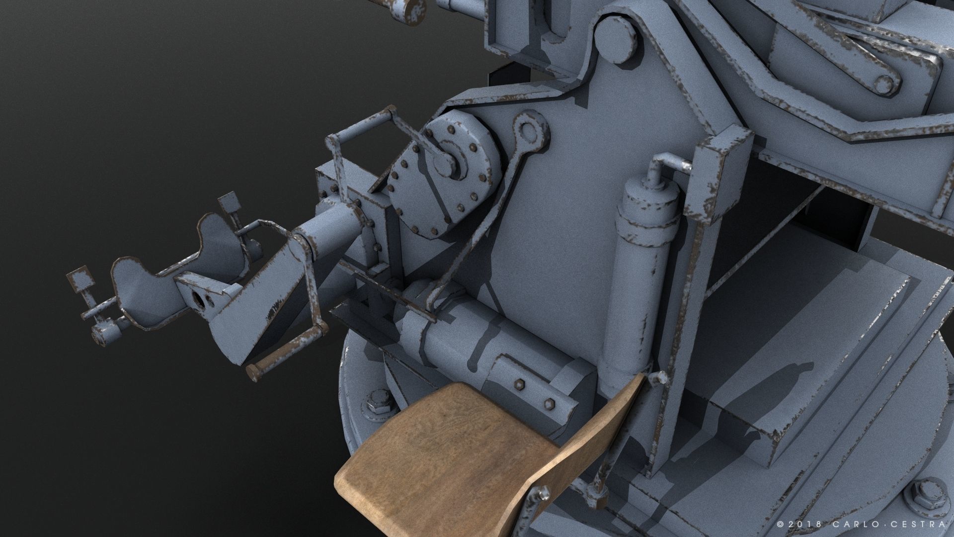 Japanese Type 96 25mm triple gun Low-poly 3D model_9