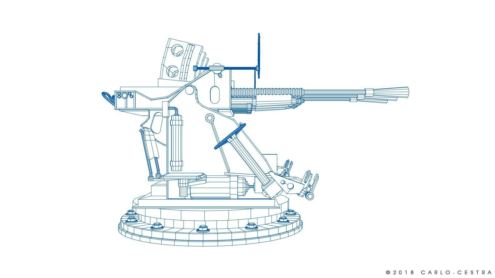 Japanese Type 96 25mm triple gun Low-poly 3D model_38