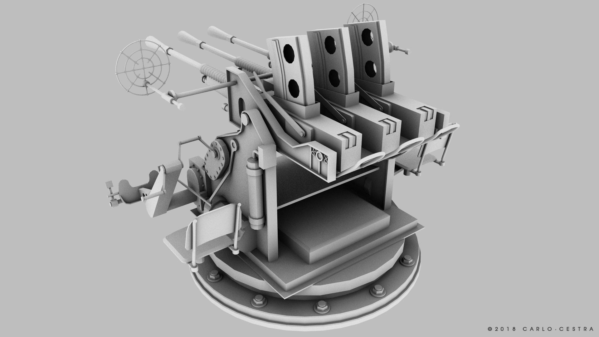 Japanese Type 96 25mm triple gun Low-poly 3D model_18