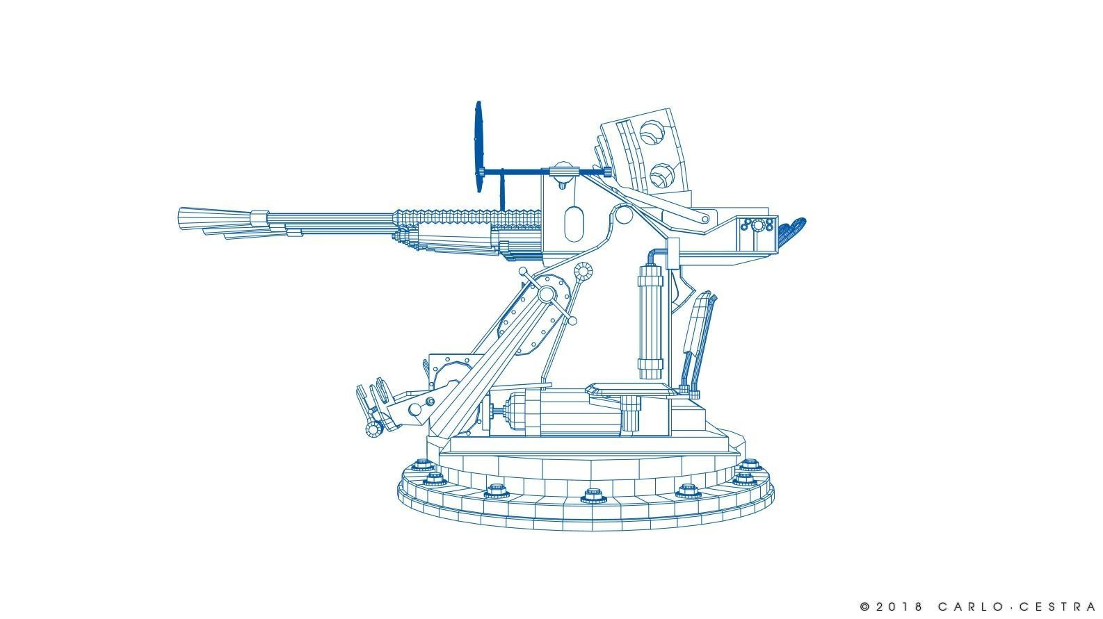 Japanese Type 96 25mm triple gun Low-poly 3D model_40