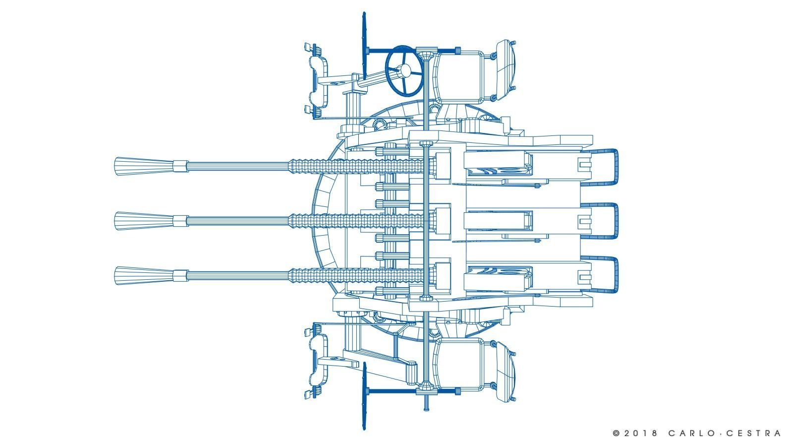 Japanese Type 96 25mm triple gun Low-poly 3D model_45