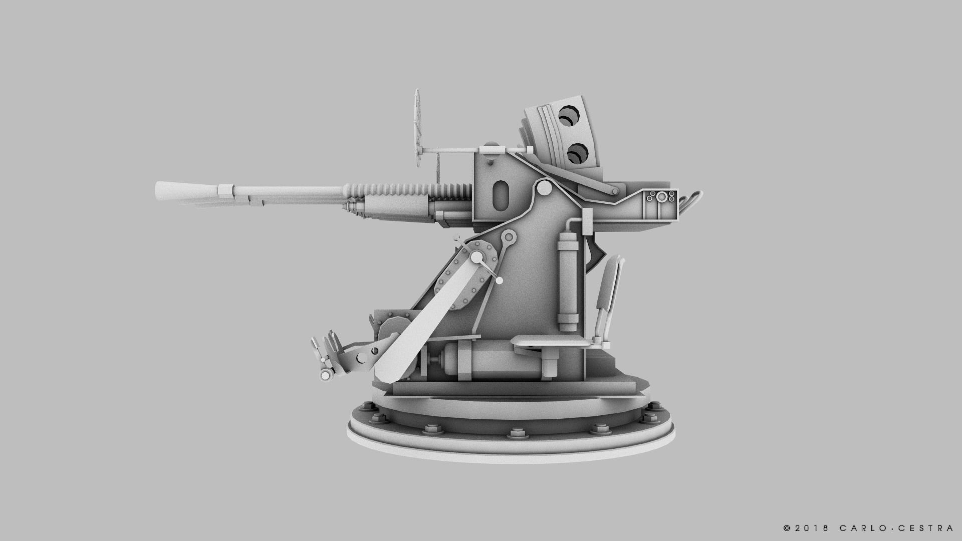 Japanese Type 96 25mm triple gun Low-poly 3D model_25