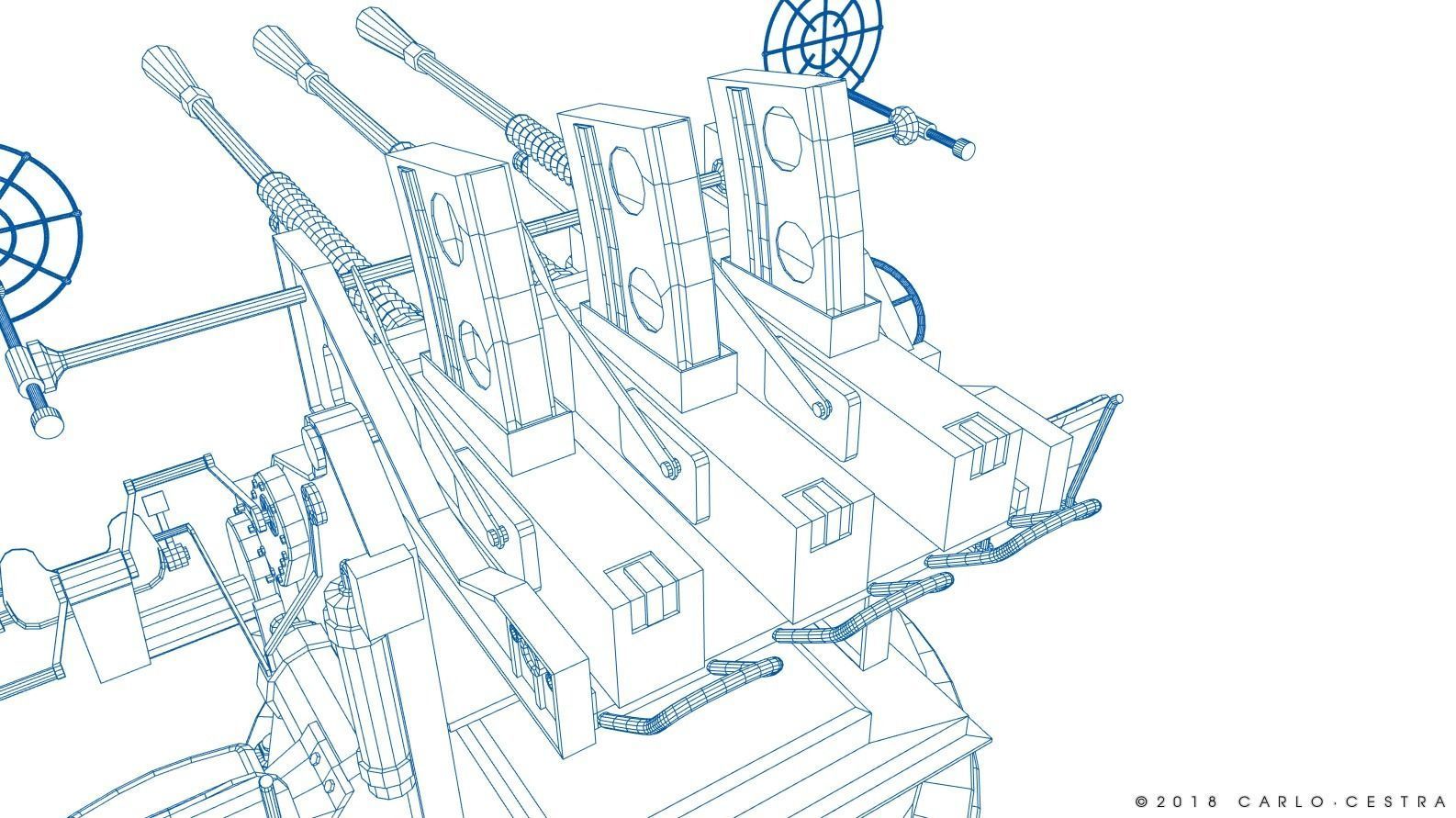 Japanese Type 96 25mm triple gun Low-poly 3D model_43