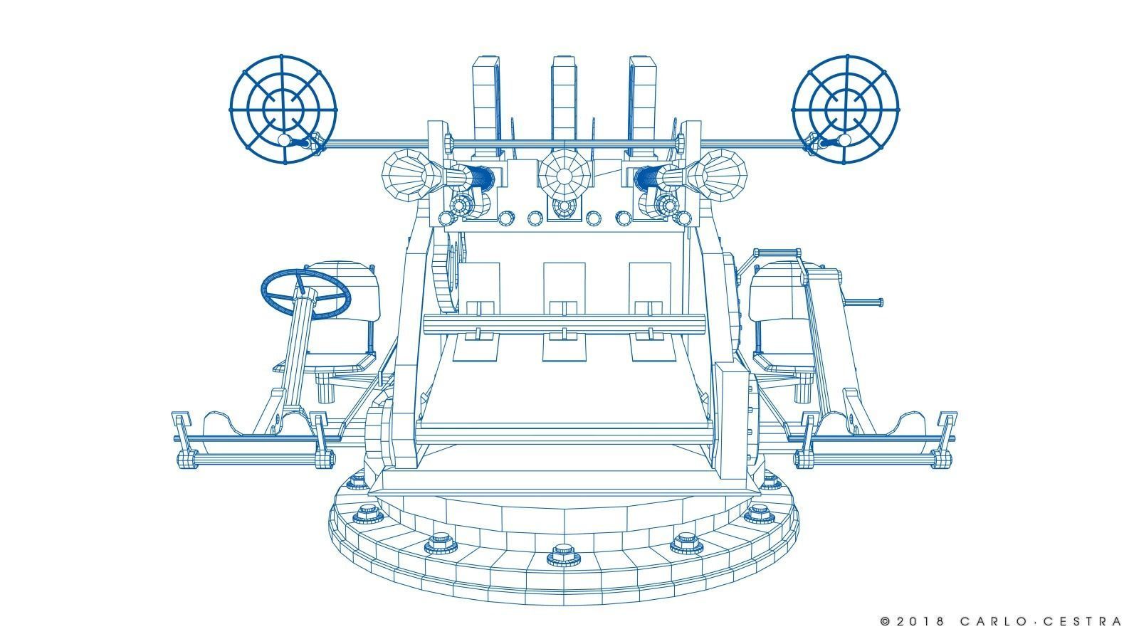 Japanese Type 96 25mm triple gun Low-poly 3D model_44