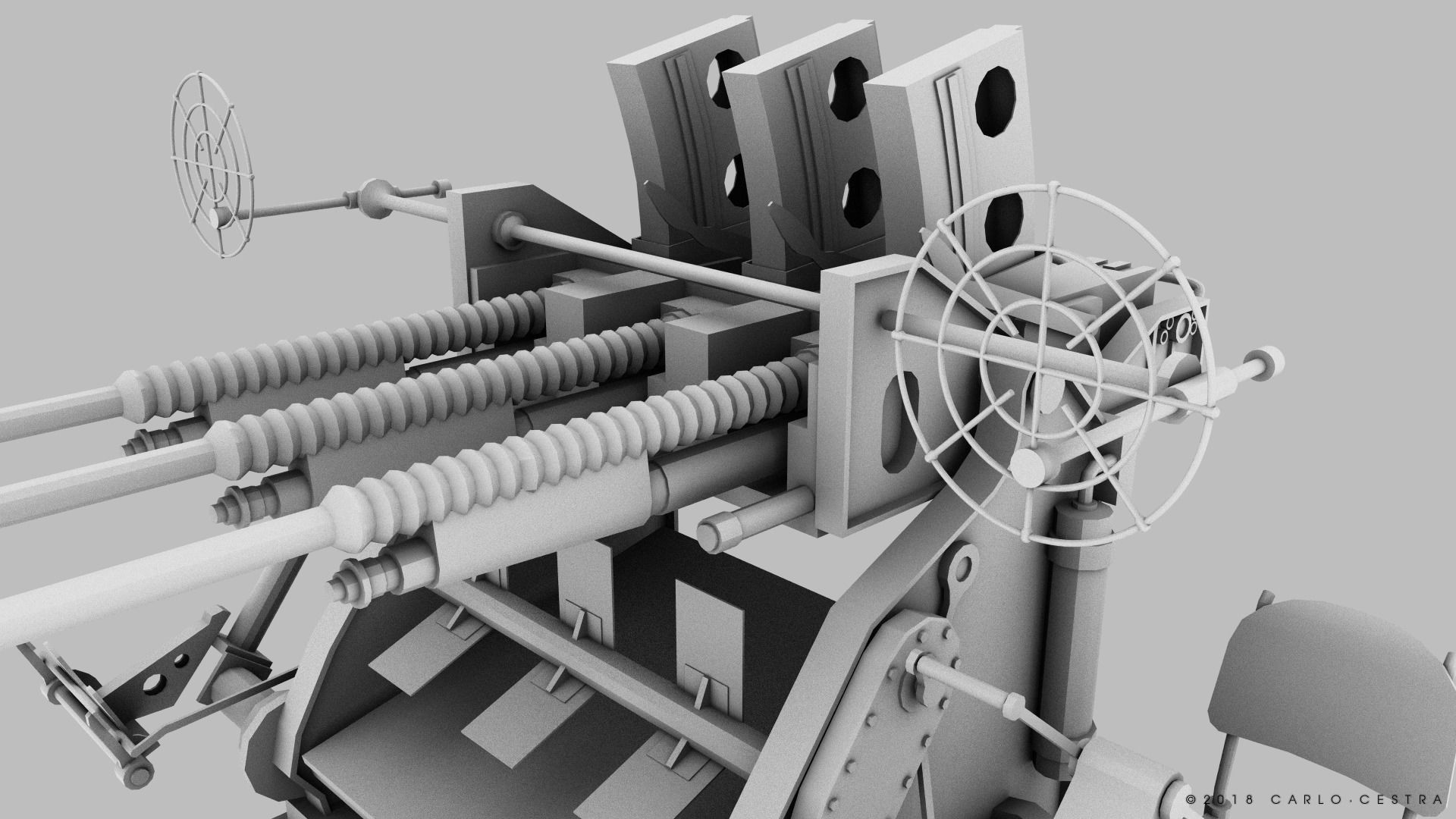 Japanese Type 96 25mm triple gun Low-poly 3D model_24