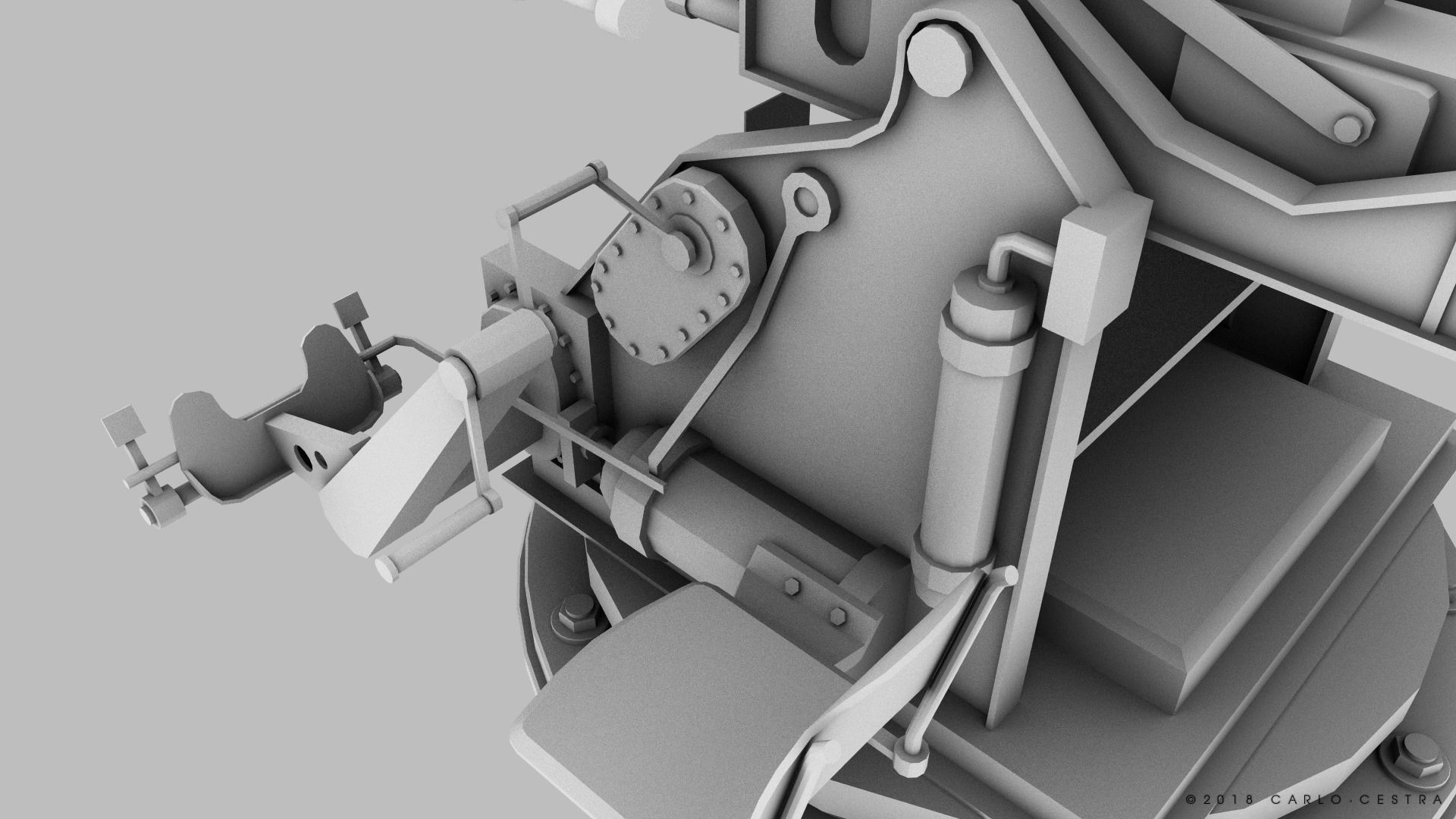 Japanese Type 96 25mm triple gun Low-poly 3D model_27