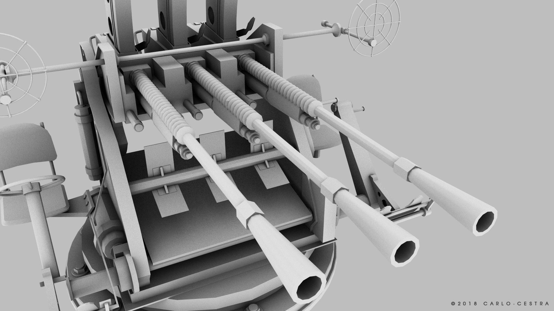 Japanese Type 96 25mm triple gun Low-poly 3D model_22