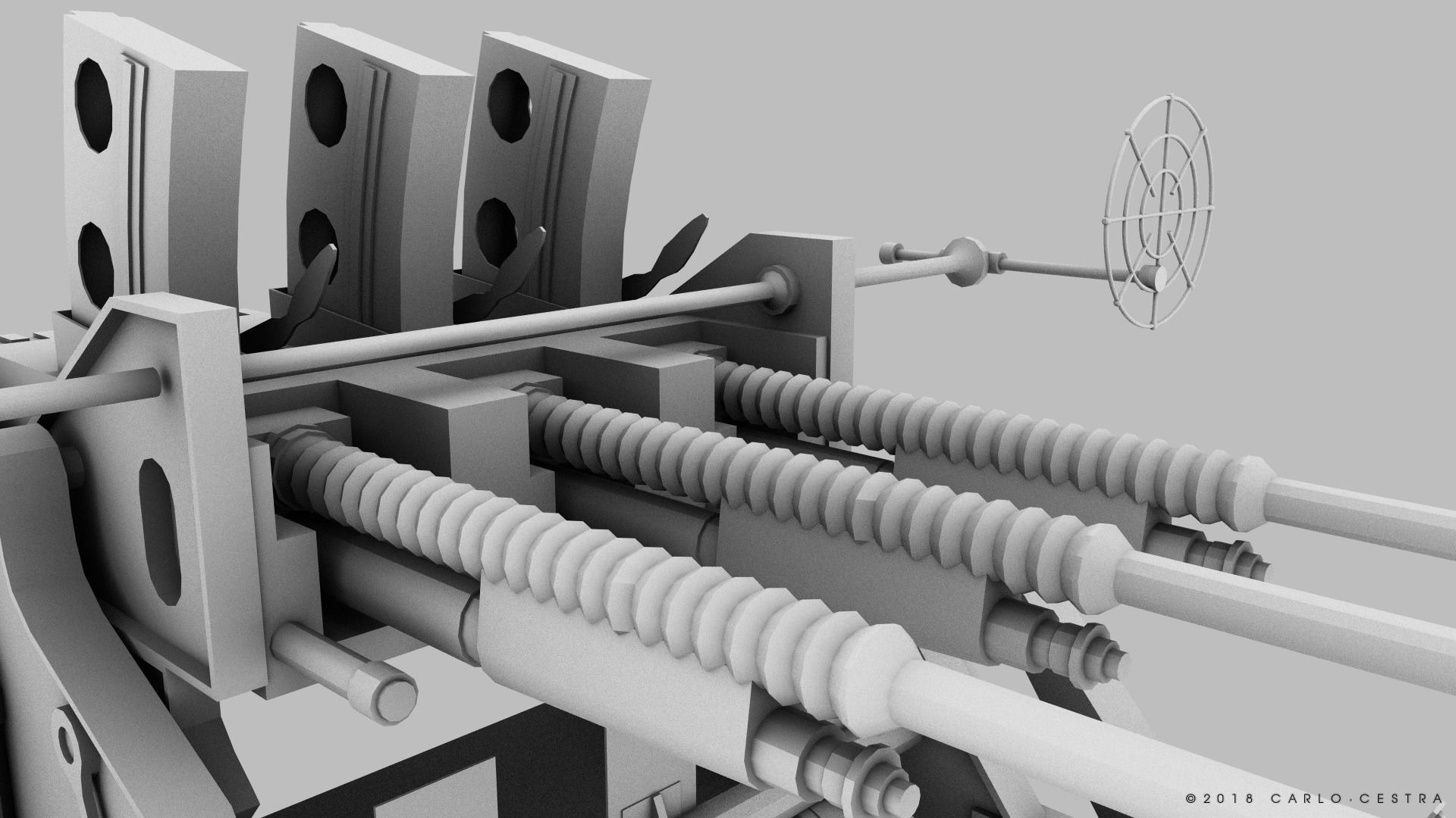 Japanese Type 96 25mm triple gun Low-poly 3D model_21