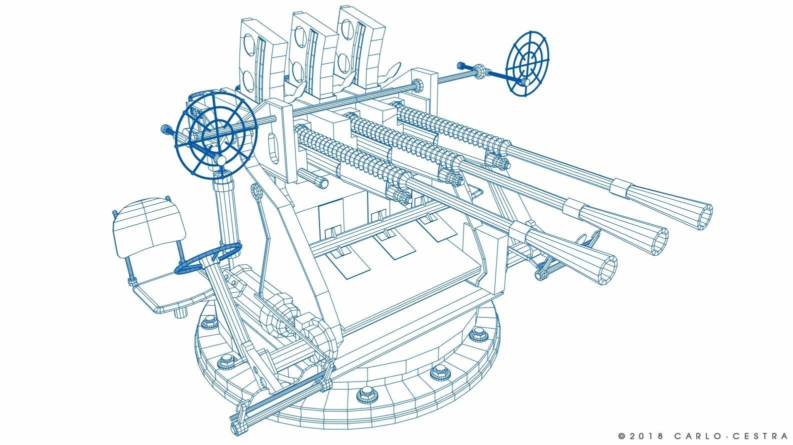 Japanese Type 96 25mm triple gun Low-poly 3D model_36