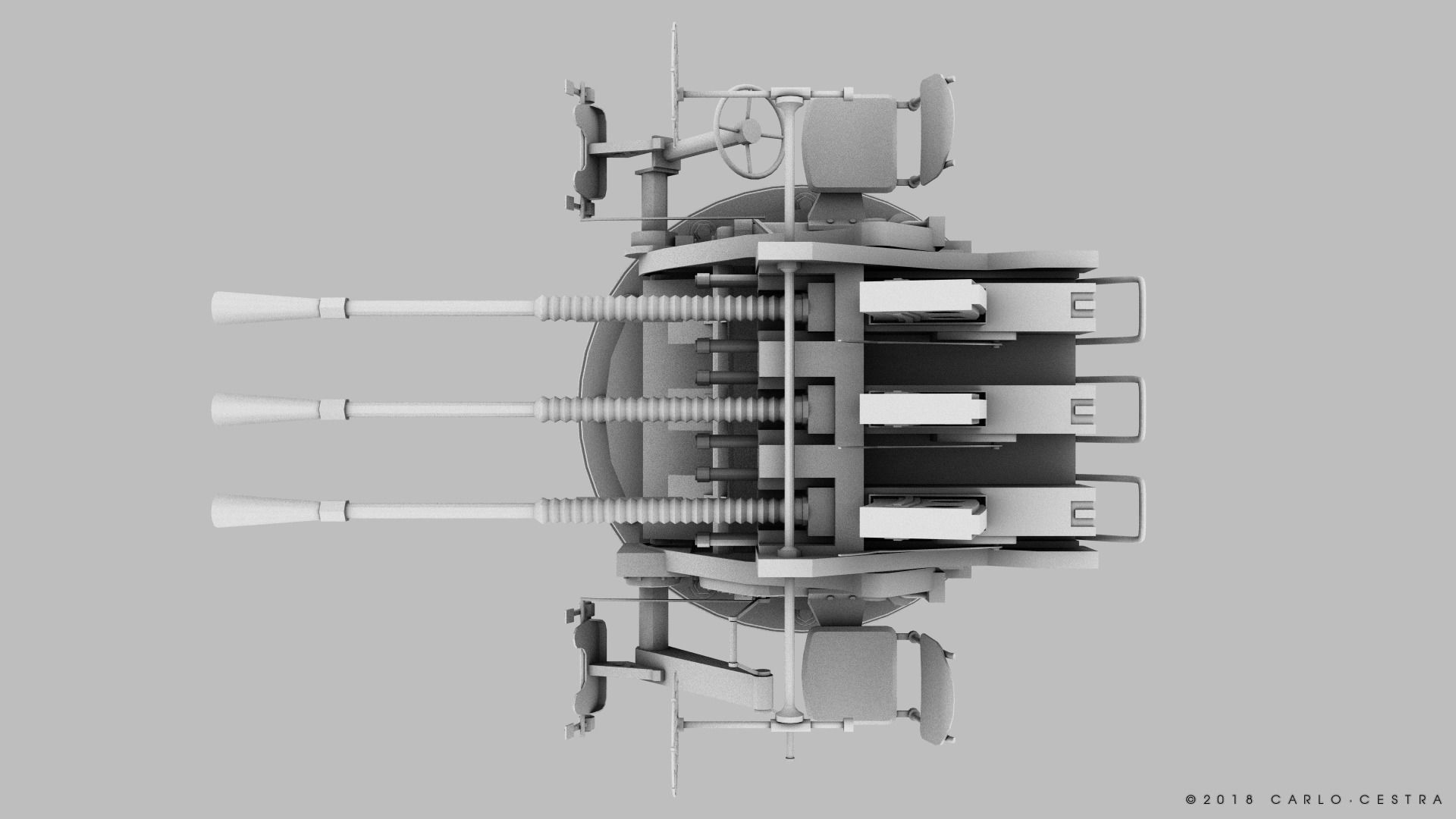 Japanese Type 96 25mm triple gun Low-poly 3D model_17