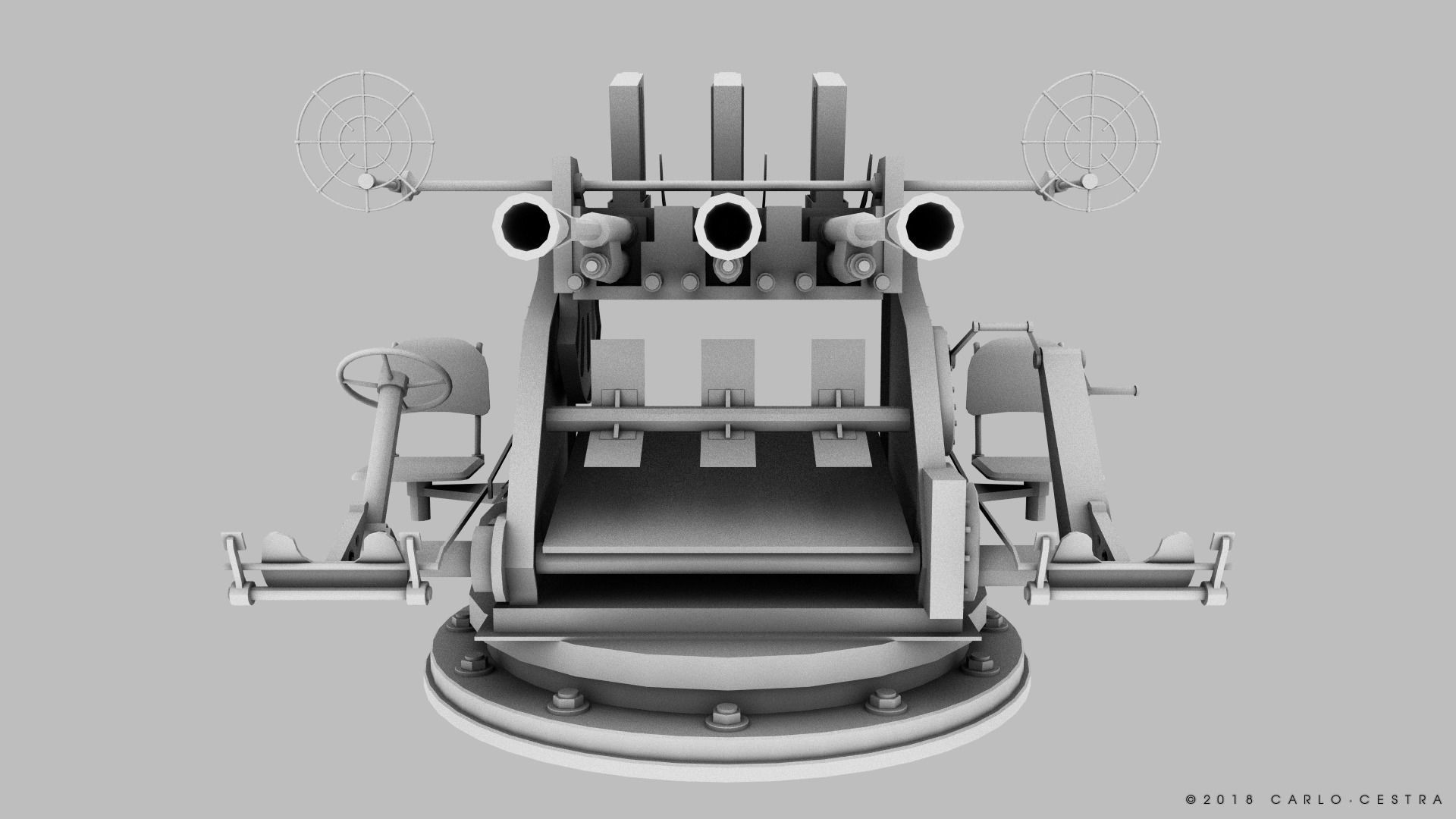 Japanese Type 96 25mm triple gun Low-poly 3D model_30