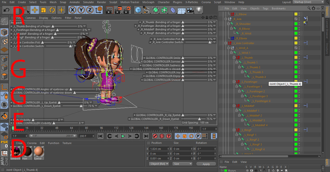 Cartoon rigged girl Low-poly 3D model_6