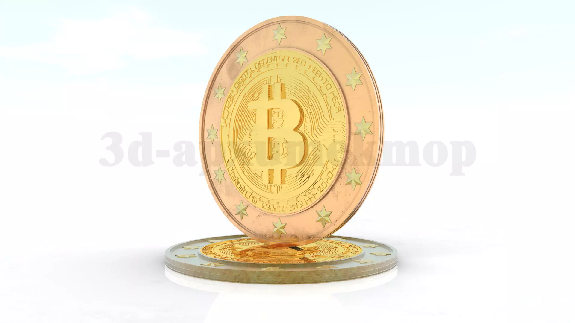 Bitcoin coin 3D model_0