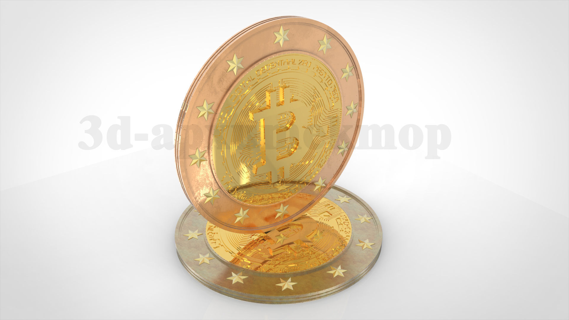 Bitcoin coin 3D model_1