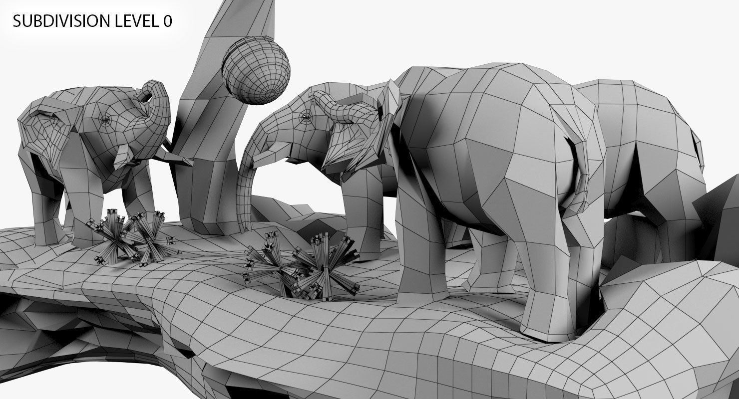 Elephants Play  3D model_13