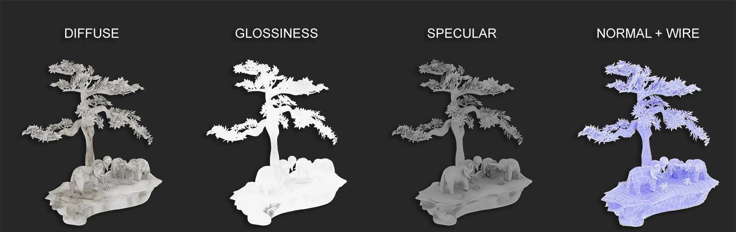 Elephants Play  3D model_10