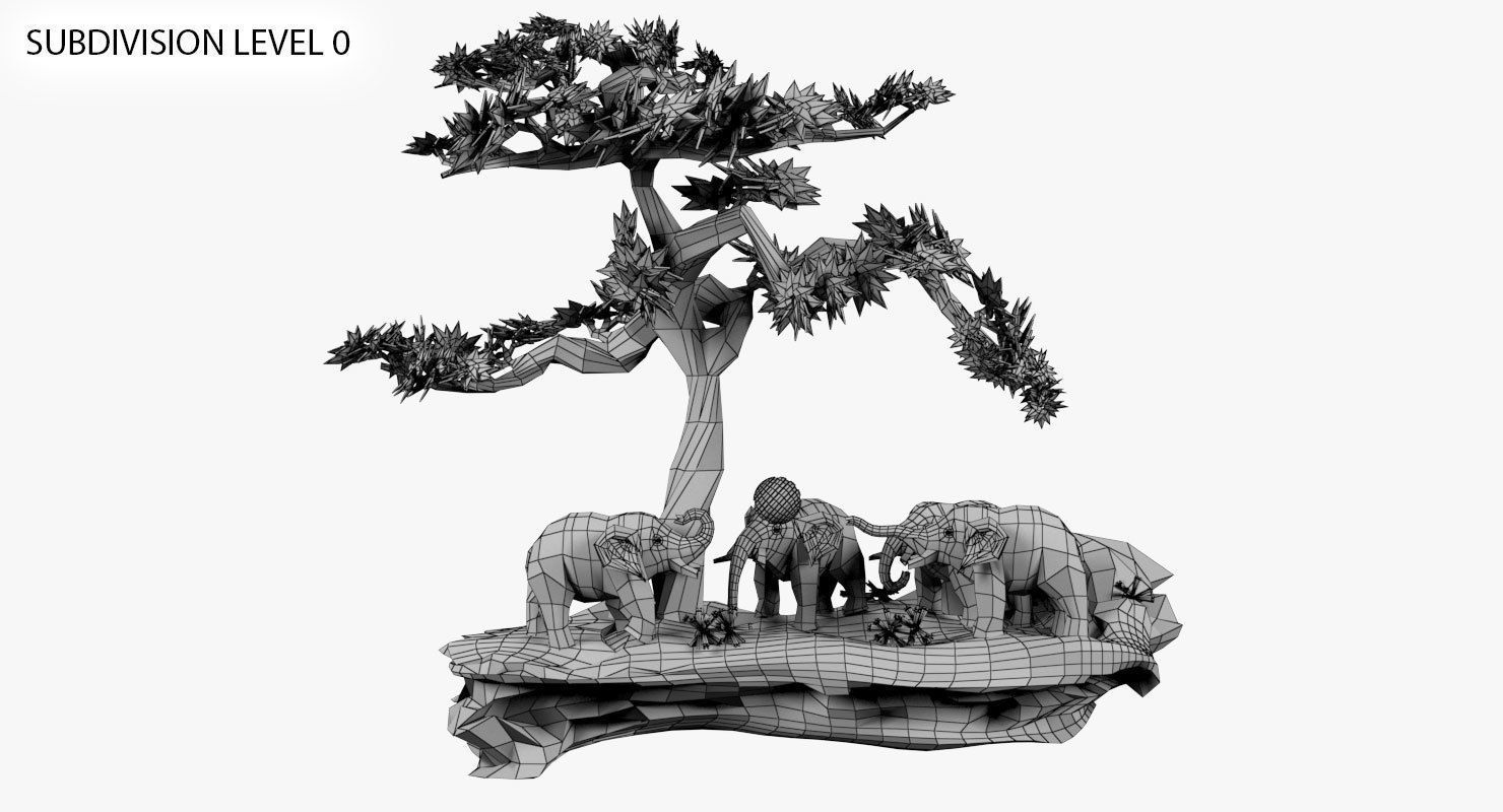 Elephants Play  3D model_14