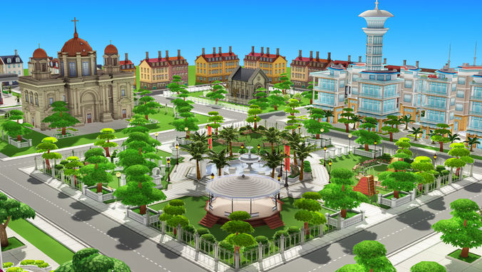 Urban City Low-poly 3D model