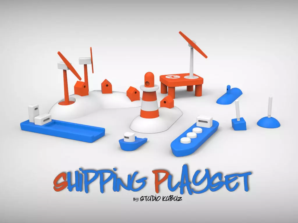 Shipping Playset 3D print model_0