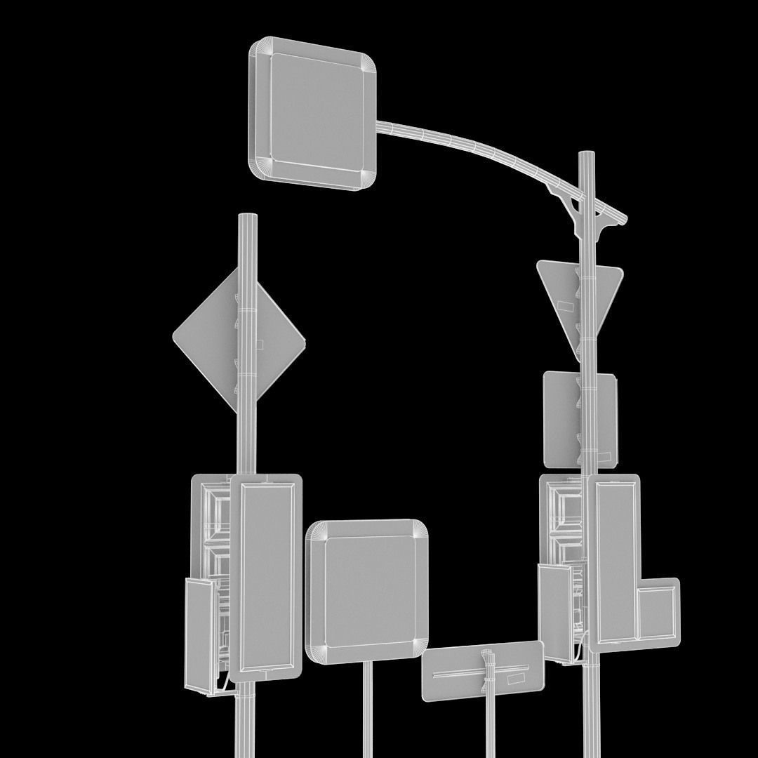 LED Traffic Light Low-poly 3D model_8