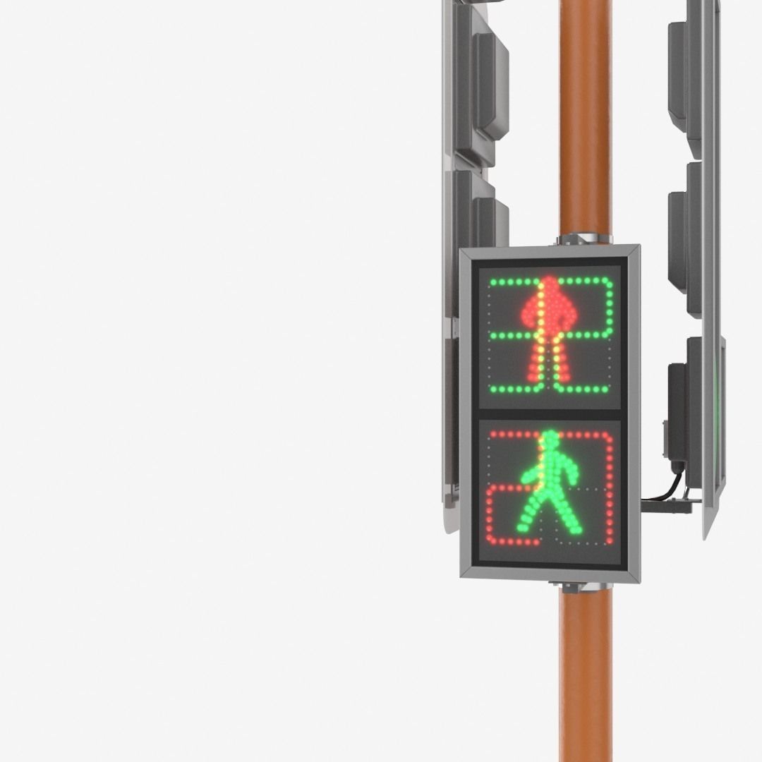 LED Traffic Light Low-poly 3D model_4