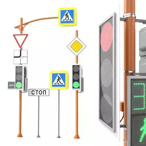 LED Traffic Light Low-poly 3D model