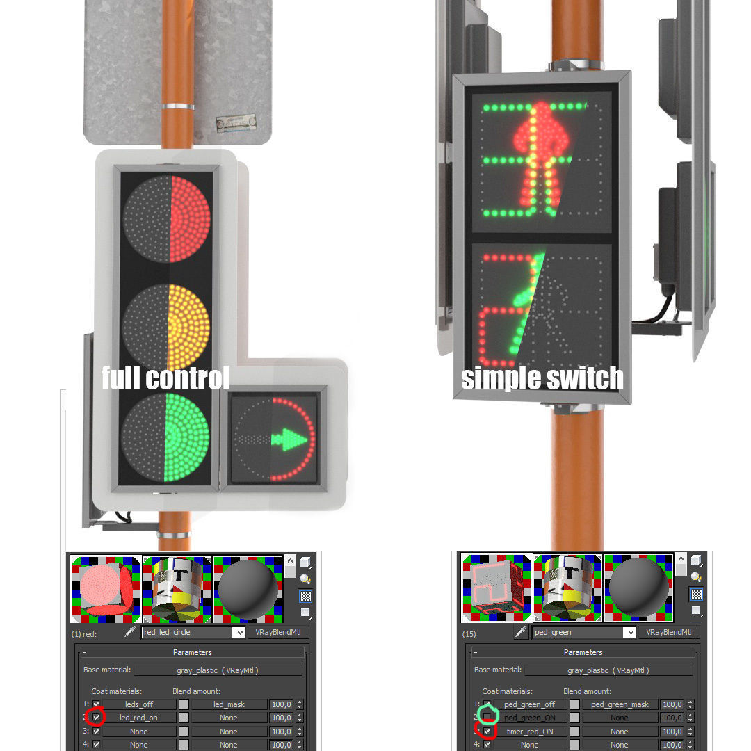 LED Traffic Light Low-poly 3D model_1