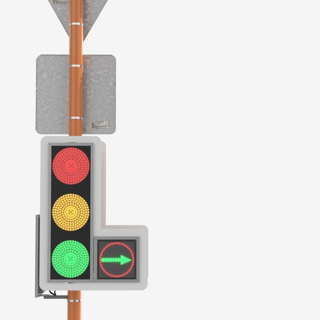 LED Traffic Light Low-poly 3D model_2